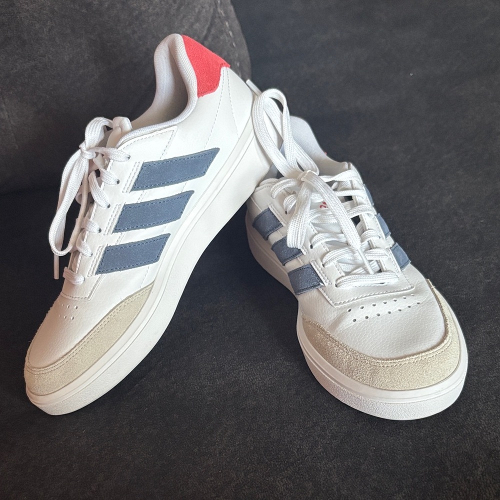 Adidas Women’s White, Gray, and Red Sneakers